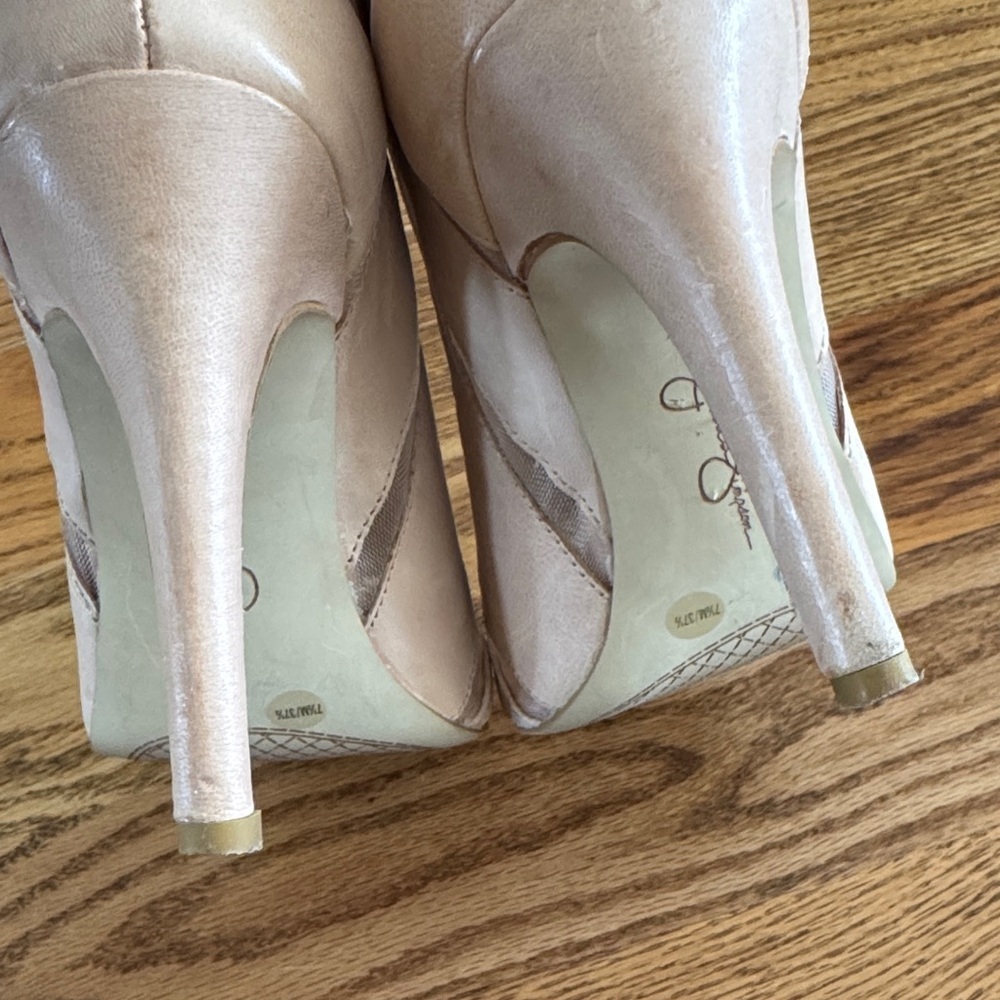Jessica Simpson Emily Tan Peep-Toe Ankle Booties - Picture 3 of 9